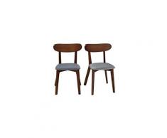 Chaise design vintage grise et pieds noyer (lot de 2) marik