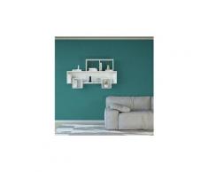 Homemania étagère alfa murale flottante - pour livres - avec compartiments - blanc en bois, 134 x 22 x 78 cm