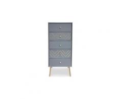 Commode mulroy scandinave 5 tiroirs gris