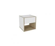 Titan table de chevet 1 tiroir 1 niche - décor chene et blanc - l 36,8 x h 37,8 x p 36,3 cm