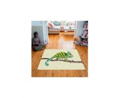 Tapis carré velours antidérapant imprimé animaux cameleon - 135 x 135 cm