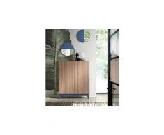 Commode meuble à chaussures coloris noyer/océan - dim : h.109 x l.90 x p.27 cm -pegane-