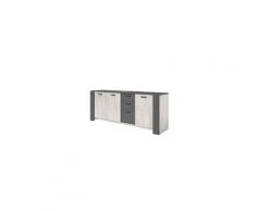 Loft enfilade 3 portes et 3 tiroirs - décor gris - l 220 x p 52 x h 86,5 cm