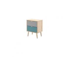 Cuba chevet 2 tiroirs - style scandinave - décor chene sonoma - l 40 x p 30 x h 52 cm