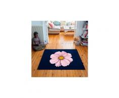 Tapis carré velours antidérapant imprimé floraux rock rose - 135 x 135 cm