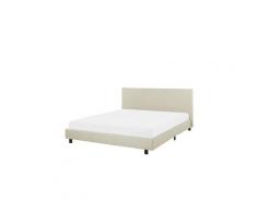 Lit double moderne en tissu beige 160 x 200 cm