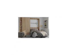 Composition armoire lit escamotable smart-v2 chêne naturel couchage 160 x 200 cm armoire 2 portes et terminal arrondi