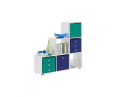 Bibliothèque escalier avec 6 cases coloris blanc, l 104,5 x h 108 x p 33 cm -pegane-