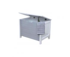 Meuble bas coffre de rangement salle de bain gris et blanc