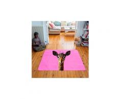 Tapis carré velours antidérapant imprimé animaux little fawn - 135 x 135 cm