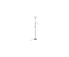 Lampadaire spari led avec liseuse hauteur 180 cm e27 60w argent et blanc
