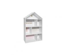 Etagère enfant forme maison 7 cases rose - l.73,5 x l.30 x h.114 cm -pegane-