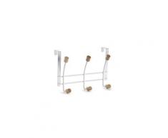 Patère de porte 6 crochets en métal - l 26.5 x l 12 x h 20,5 cm - pegane -