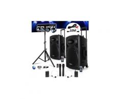 Système actif batterie 1400w port12 vhf sono musiciens dj usb bluetooth mobile + x-performer portique +4 par /uv/friztal dmx