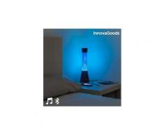 Lampe à lave en verre à lumière led bleue avec haut-parleur bluetooth et microphone - lampe magma