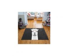 Tapis carré velours antidérapant imprimé animaux serge - 135 x 135 cm