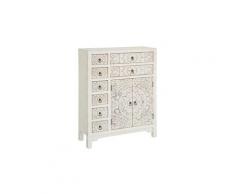 Meuble d'entrée 2 portes, 8 tiroirs blanc fleurs meuble chinois - pekin - l 73 x l 26 x h 90 - neuf
