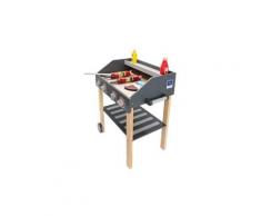 Mamabrum jeux d'imitation barbecue en bois grill xxl 59 x 35 x 47 cm boutons de gril roues mobiles grande étagère légumes viande certifié ce
