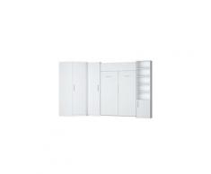 Composition armoire lit escamotable dynamo blanc mat couchage 140 x 200 cm 2 colonnes rangements + angle
