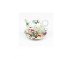 Théière solitaire en porcelaine motif floral/papillons multicolore tutti fiori