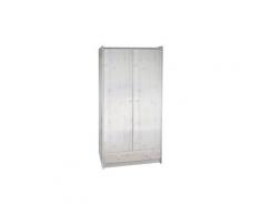 Armoire enfant en pin massif chaulé Blanc - Dim : 95 x 58 x 180 cm
