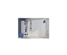 Composition armoire lit escamotable smart-v2 blanc mat couchage 160 x 200 cm 2 colonnes rangements + angle