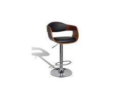 Tabouret de bar bois courbé et similicuir