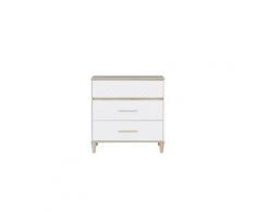 Commode de chambre cross commode 3 tiroirs - style scandinave - décor chene sonoma et blanc