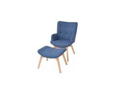 Fauteuils et chaises ensemble libreville fauteuil avec repose-pied bleu tissu