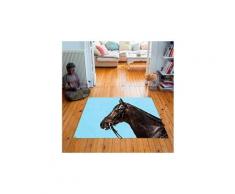 Tapis carré velours antidérapant imprimé animaux racer - 135 x 135 cm