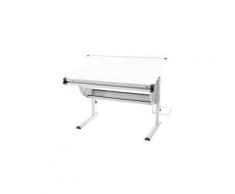 Bureau pour enfant en métal et bois plateau inclinable hauteur réglable blanc bur04056