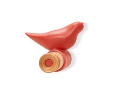 Portemanteau / patère mural en bois motif oiseau rouge - 9 x 11.5 x 9 cm -pegane-