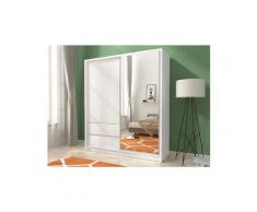 Armoire sisko - 1 porte coulissante & 2 tiroirs - avec miroir - l184cm - blanc