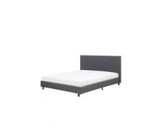 Lit double moderne en tissu gris 160 x 200 cm