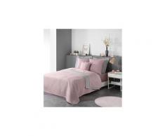 Couvre-lit 2 personnes matelassé 220x240 bicolore cottage rose gris