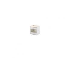 Ariane table de chevet mdf et pin 1 tiroir - décor blanc ciré - l 46 x l 35 xh 52 cm