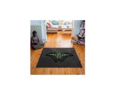 Tapis carré velours antidérapant imprimé papillons green butterfly - 135 x 135 cm