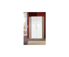Armoire dressing d'angle cooper 2 portes 95*95 coloris laqué blanc / décor chêne