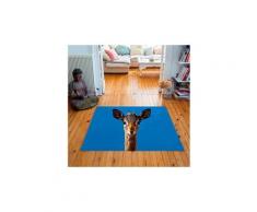 Tapis carré velours antidérapant imprimé animaux little fawn - 135 x 135 cm