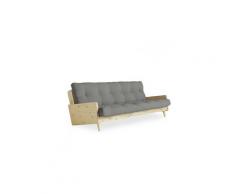 Canapé 3/4 places convertible ingrid style scandinave futon gris couchage 130*190 cm.