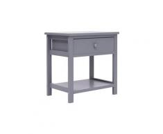 Table de chevet gris 40x29x42 cm bois de paulownia