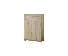 Meuble à chaussures 12 paires 2 portes 2 tiroirs en bois H110cm TOP - Chêne