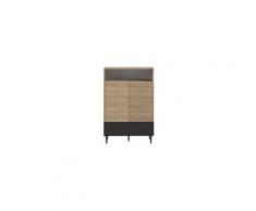 Buffet haut scandinave noir et bois stripe