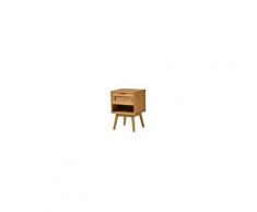 Ana table de chevet pin massif et rotin 1 tiroir - l 40 x l 40 xh 52 cm