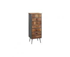 Leonard - chiffonnier 6 tiroirs acier et bois massif