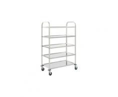 Chariots et îlots categorie sucre chariot de cuisine à 5 niveaux 107x55x147 cm acier inoxydable