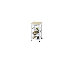Chariot de cuisine kit closet - blanc et bois - 76 x 37 x 37 cm