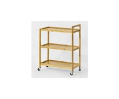 Sobuy® chariot de service 3 tablettes, desserte de cuisine sur roulettes en bambou fkw34-b-n