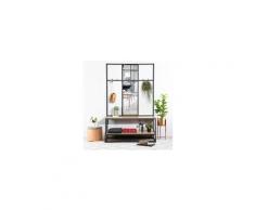 Facto meuble d'entrée avec miroir - décor chene et noir - l 120 x p 40 x h 190 cm