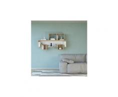 Homemania étagère alfa murale flottante - pour livres - avec compartiments - in blanc en bois, 134 x 22 x 78 cm